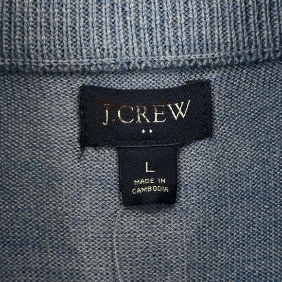 NWT J.Crew Factory Men's Merino-Wool Blend Half-Zip Sweater Light Blue Large - Picture 5 of 8